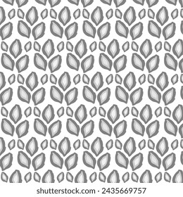 Floral background of gray leaves on a white background.