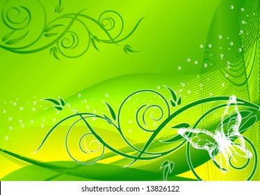 Floral background Green VECTOR (See Jpeg Also In My Portfolio)