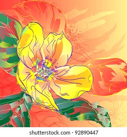 Floral background, greeting card. Flowers of an apple-tree.