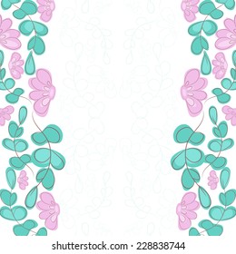 Floral background, greeting card. On a white background