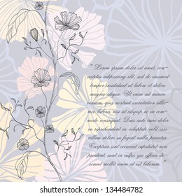 Floral background. Greeting card with place for text