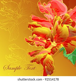 Floral background, greeting card. Rose flowers.