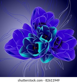 Floral background, greeting card. Tulip flowers.