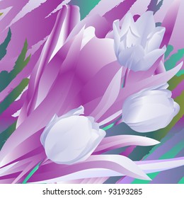 Floral background, greeting card. Tulip flowers.
