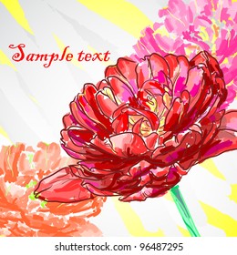 Floral background, greeting card. Tulip flowers.