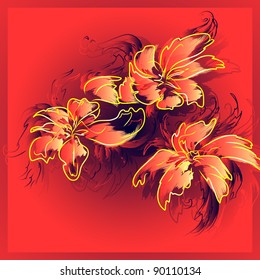 Floral background, greeting card. Vector graphic illustration.