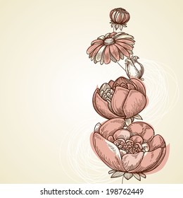 Floral background for greeting cards, invitations, scrapbook