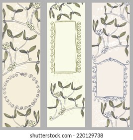 Floral background. Hand drawn  banners with realistic plants.