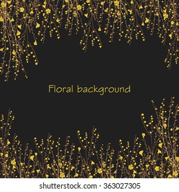 floral background with hand drawn branch of flax