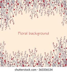 floral background with hand drawn branch of flax
