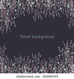 floral background with hand drawn branch of flax
