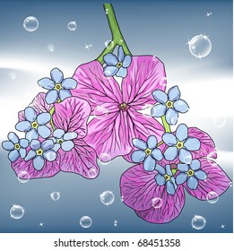 floral background with a hand drawn flavor of blooming spring Blossoms
