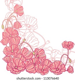 Floral background with hand drawn flowers. Vector illustration.