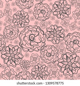 Floral background. Hand drawn Flowers. Seamless vector pattern.