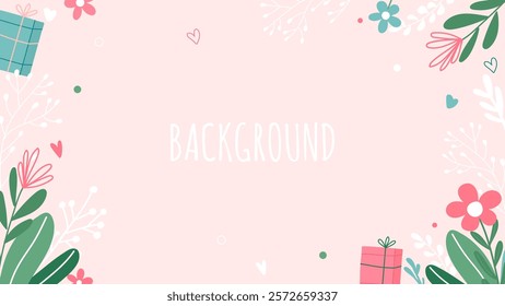 Floral background with hand drawn flowers 