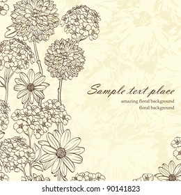 Floral background with hand drawn flowers.