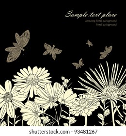Floral background with hand drawn flowers.