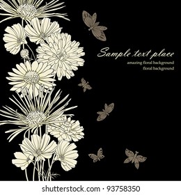 Floral background with hand drawn flowers.
