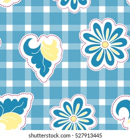 Floral background with hand drawn folk flowers. Seamless Easter vector pattern for cushion, pillow, bandanna, silk kerchief or shawl fabric print. Texture for clothes, bedclothes