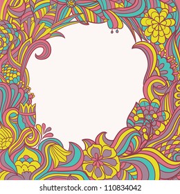 Floral background. Hand drawn original frame