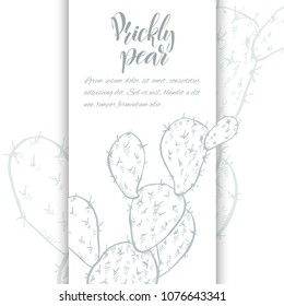 Floral background. Hand drawn vector botanical illustration. Template greeting card, wedding invitation banner with spring flowers. Sketch linear cactus ans succulents . Engraved style illustration.