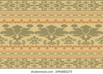 Floral background with handmade and seamless geometric oriental design. The original composition consists of brown and green colors. Including backgrounds, carpets, wallpaper, clothing.