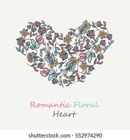 Floral background in a heart.

