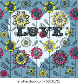  floral background with heart