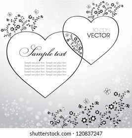 floral background with hearts