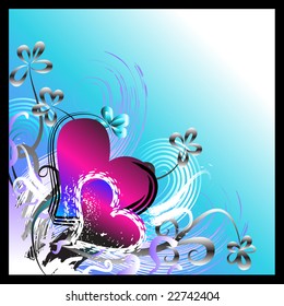 floral background with hearts