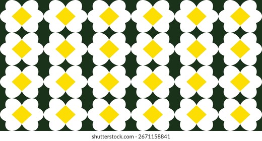 Imagem de fundo floral. Geometria margaridas flores em fundo verde.