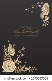 Floral background inspired by embroidered fabrics in vintage oriental style