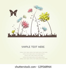 floral background, invitation card, vector