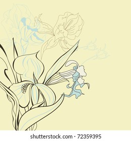 floraler Hintergrund mit Irisblumen