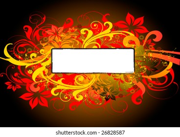 Floral background with label box.
