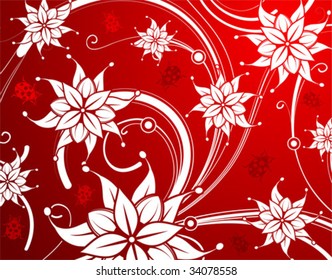 Floral background with ladybug, element for design, vector illustration