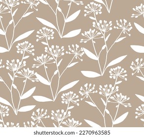 Floral background. Large flowers. Graphic line drawing. Botanical seamless pattern. Summer motif baby Simple whimsical minimal earthy 2 tone color. Kids nursery wallpaper boho fashion all over print.