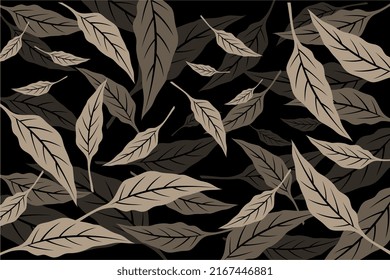 Floral background, floral leaf line arts, Luxury nature leaves pattern design, Hand drawn outline design for fabric , print, banner, cover and invitation, Vector illustration. 