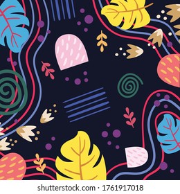 Floral background with leaf ornament. Vintage design for wallpaper, fabric, scarf, digital paper
