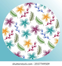 floral background, leaf seamless pattern. Seamless summer floral pattern with colorful flowers, leaves decorative wallpaper, background. Seamless floral pattern background set with flowers blooming