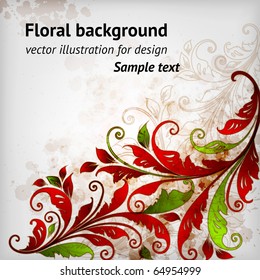 floral background with leafs and flowers for design