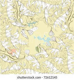 Floral background with leaves