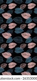 Floral background of leaves in flat style
