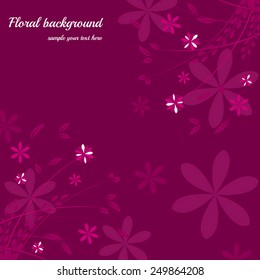 Floral background with leaves, flowers and stems/vector illustration