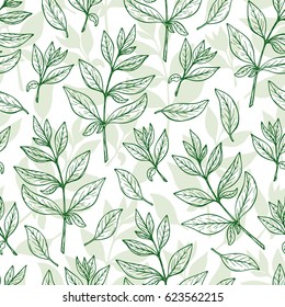 Floral background. Leaves Seamless pattern. Henna plant. Vector leaf. 