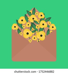 Floral background with letter isolated vector illustration. Modern art banner. Elegant decoration. Botanical wallpaper. Nature concept.