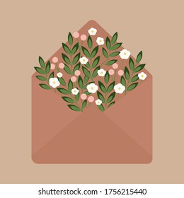 Fondo floral con ilustración vectorial aislada de letras. Banner de arte moderno. Decoración elegante Papel de pared botánico. Concepto de naturaleza.