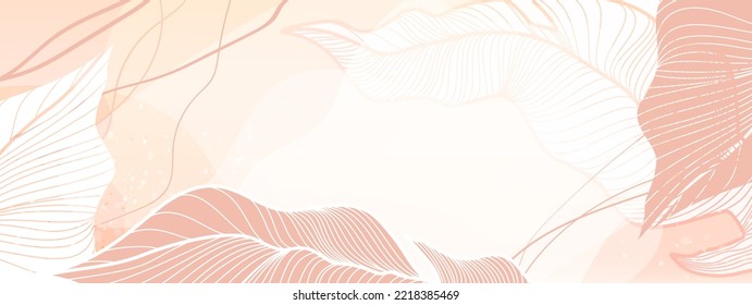 Floral background in light powdery shades of pink and white with large tropical leaves and stems. Beautiful modern templates for placing text, promotions, advertising, promotions. 