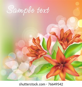 Fondo floral con lirio y espacio para el texto.