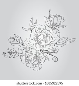Floral Background line Art Vector 